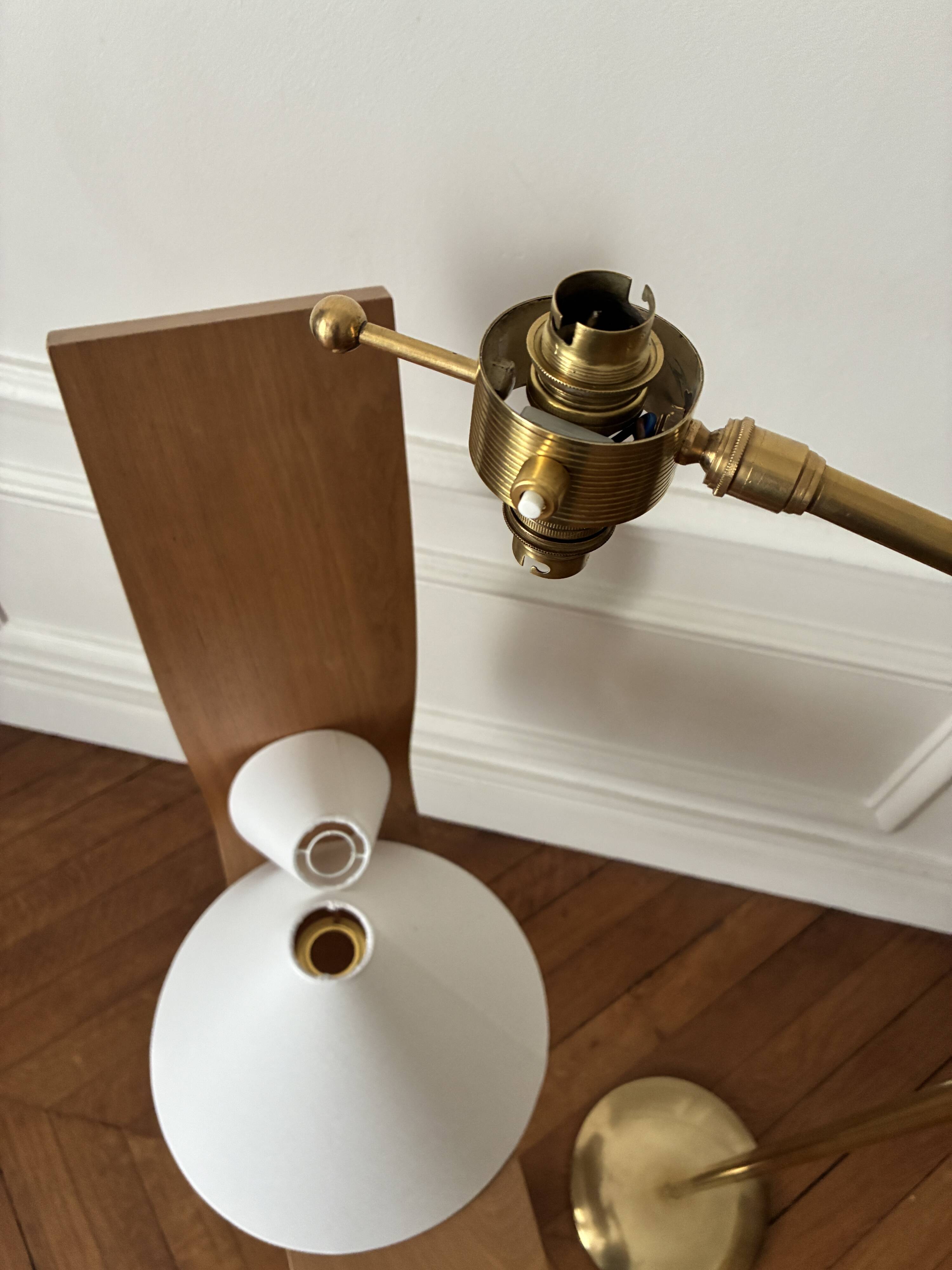 Adjustable Diabolo floor lamp in brass - 1950s