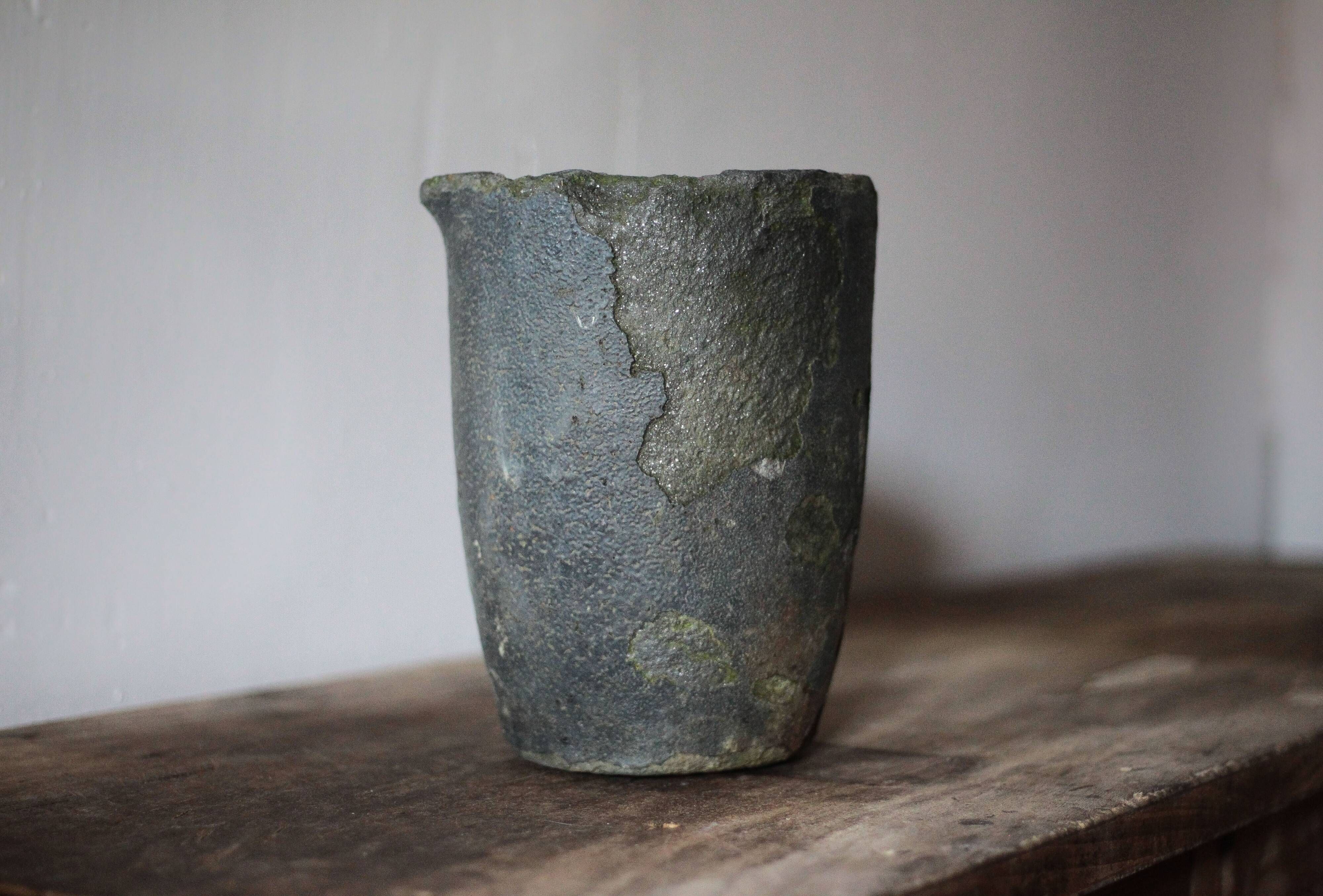 Old foundry crucible, plant pot, planter, cache pot, decoration