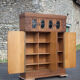 Bookcase carved wood 3 old doors, bookcase window beveled