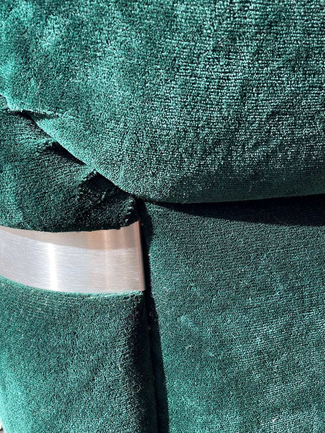 Green velvet armchair "spage age" by Beka, 1970