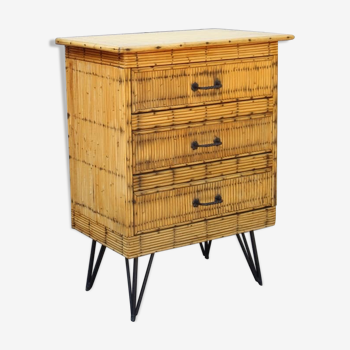 Commode rotin Louis Sognot 1950