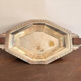 Plateau Flat Basket Bread Fruit Vegetable Art Deco Silver Metal