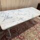 Large Art Nouveau brasserie table in iron and marble
