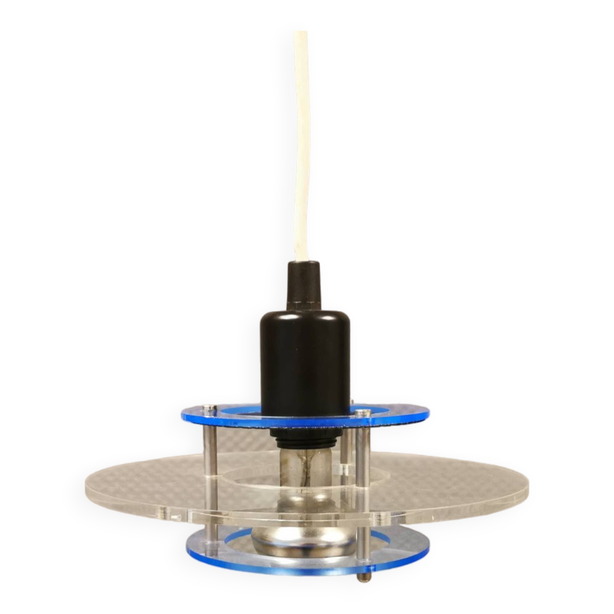 Petite suspension danoise Space-Age en verre plexi translucide, estimée années 1980.