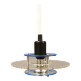 Small Danish Space-Age hanging lamp in translucent plexi glass, estimated 1980s.