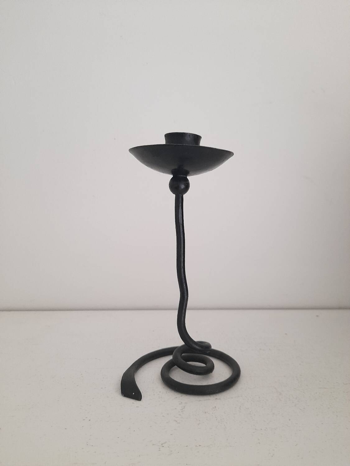 Wrought iron cobra snake candle holder