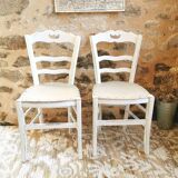 2 Country Chic Bistro Chairs with a Patina Finish