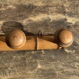 Large vintage wooden coat rack with 6 bamboo effect hooks L79