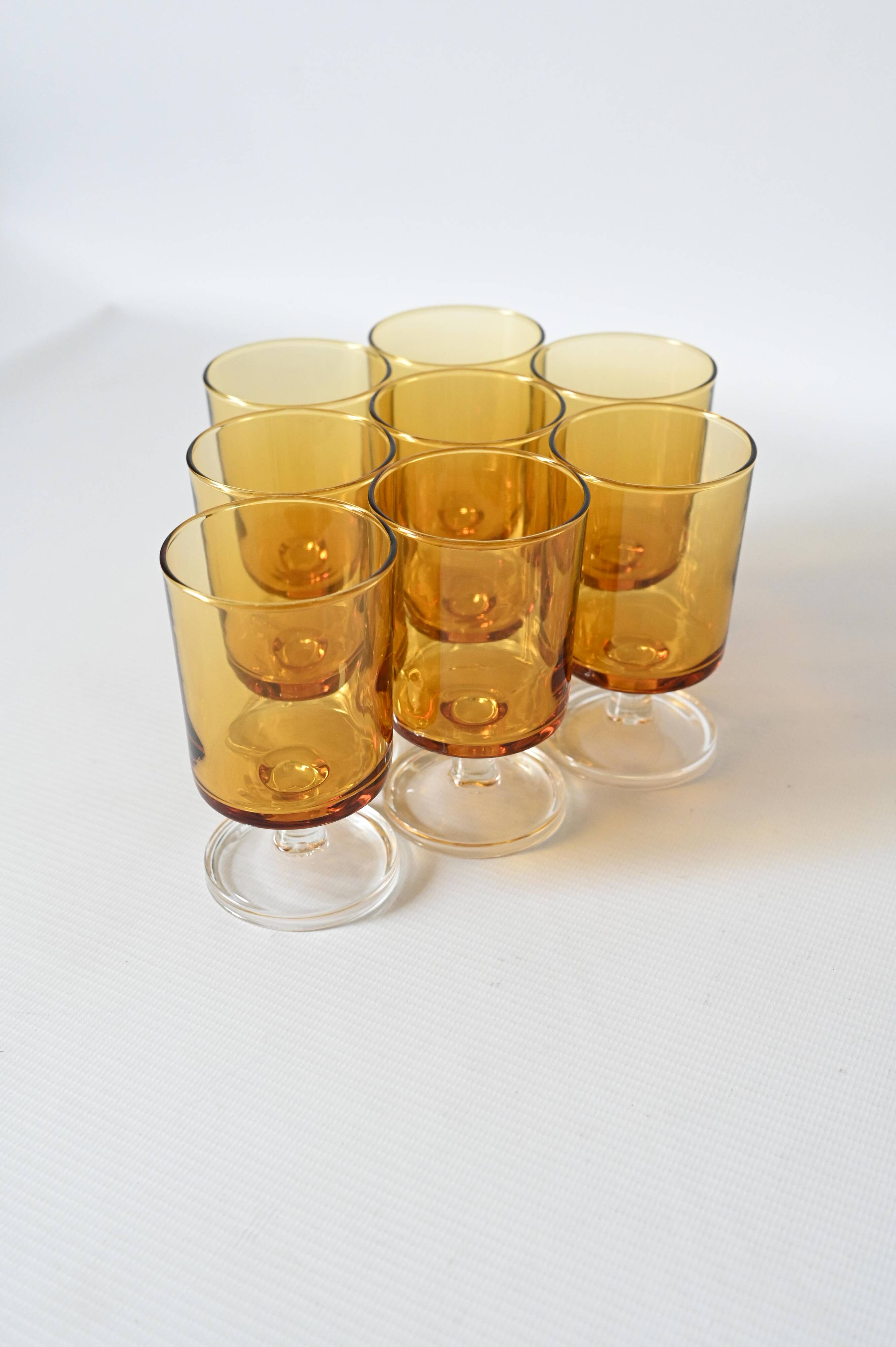 8 Cristal d'Arques Luminarc Suede amber glasses - Very good condition