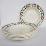 Set of 6 old St Amandinoise St Amand vintage soup plates