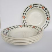 Set of 6 old St Amandinoise St Amand vintage soup plates