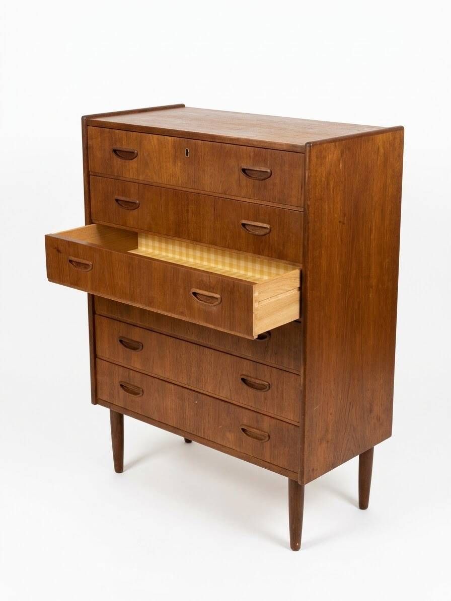 Danish Mid Century Teak Tallboy Chest Of Drawers