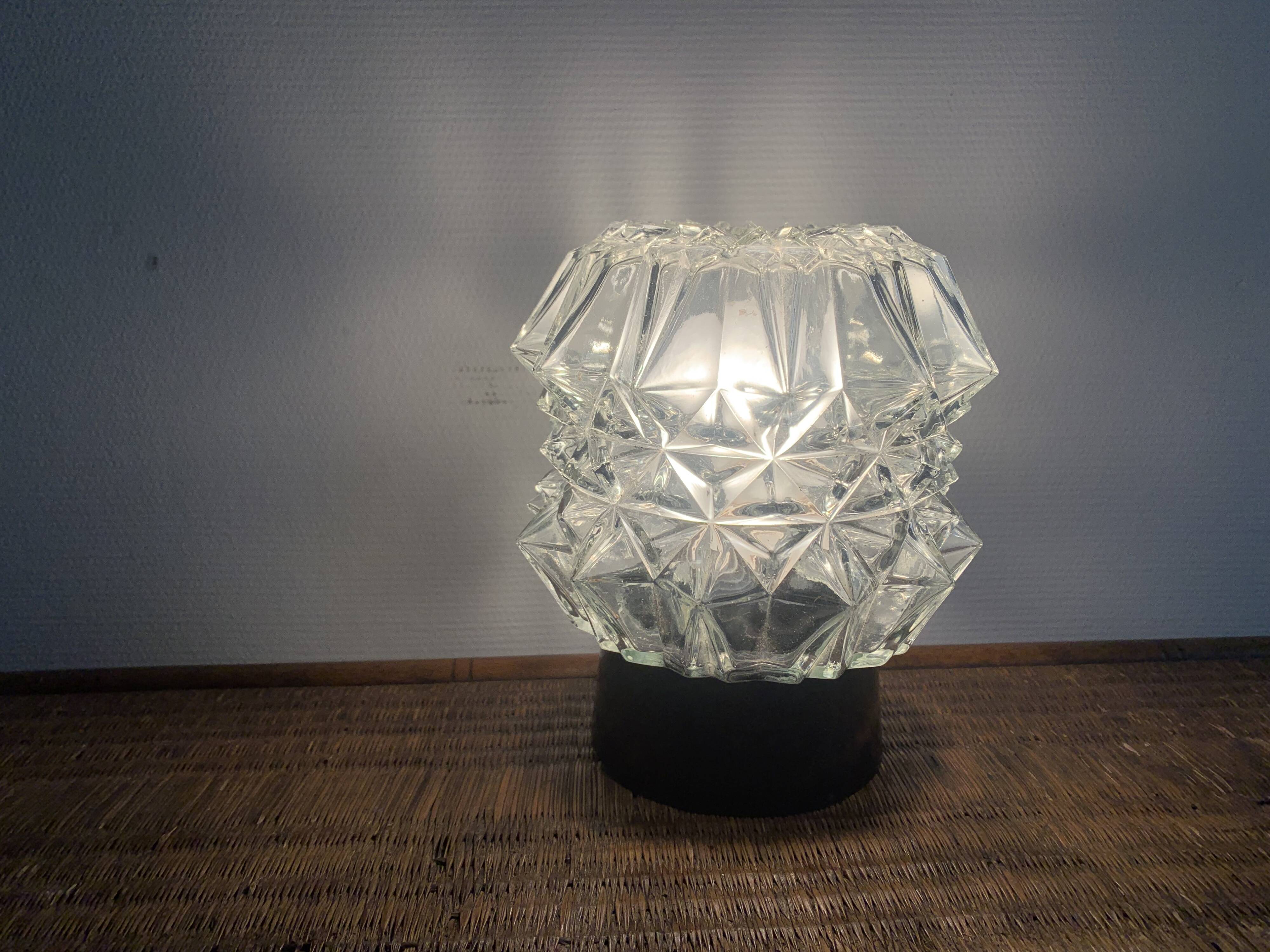 Diamond-point molded glass ceiling light, 1960