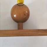 Vintage wooden children's coat rack - smiling heads hooks