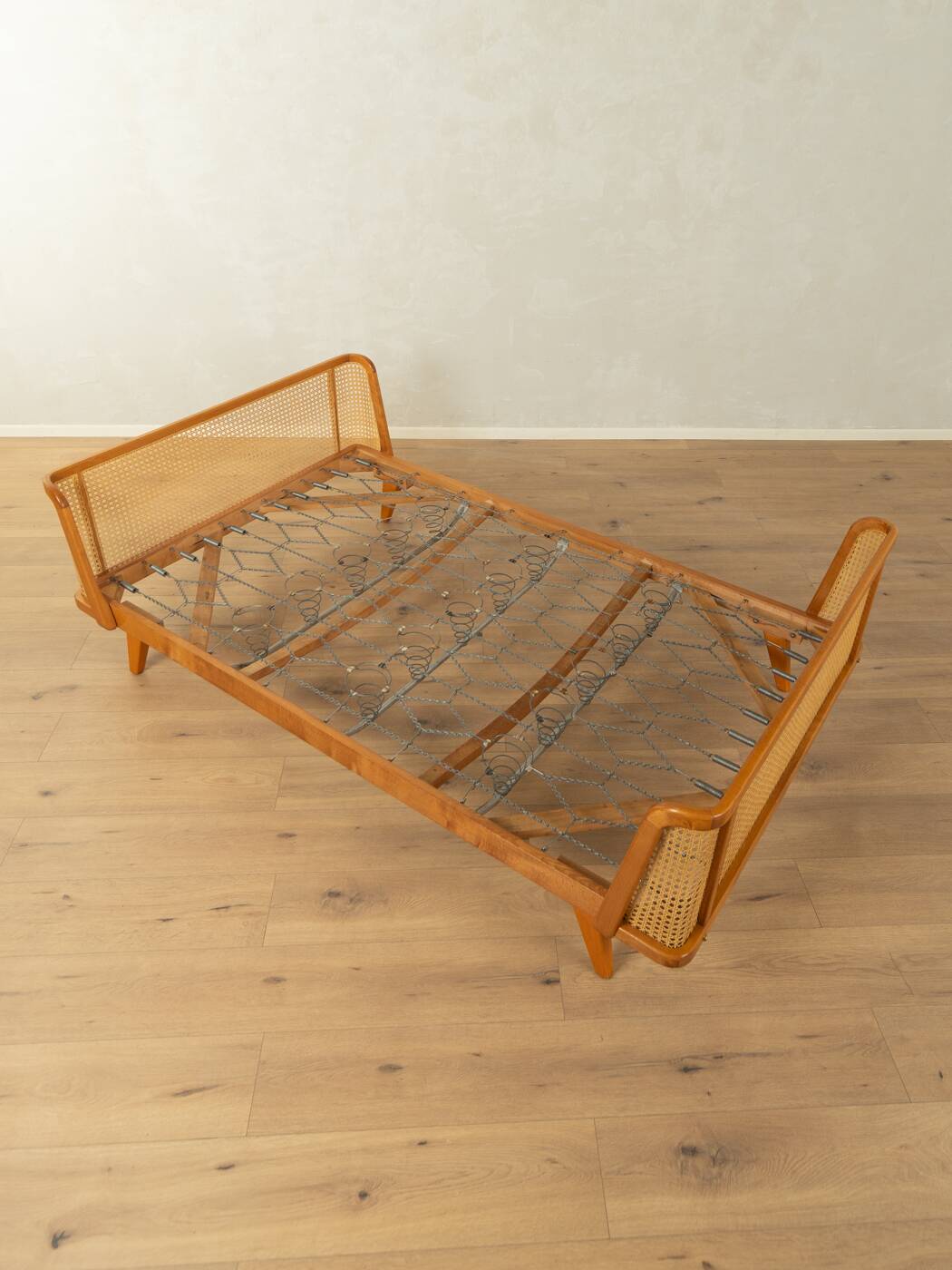 Timeless bed with beech wood and Viennese cane