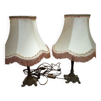 Lampes de chevet pied laiton  abat-jour origine