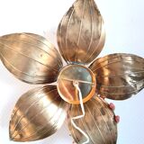 Large brass flower wall light, Jansen style, 1960
