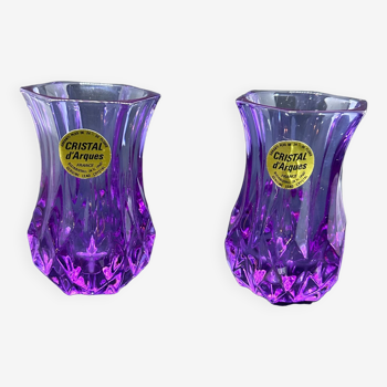 Pair of crystal vases of arques