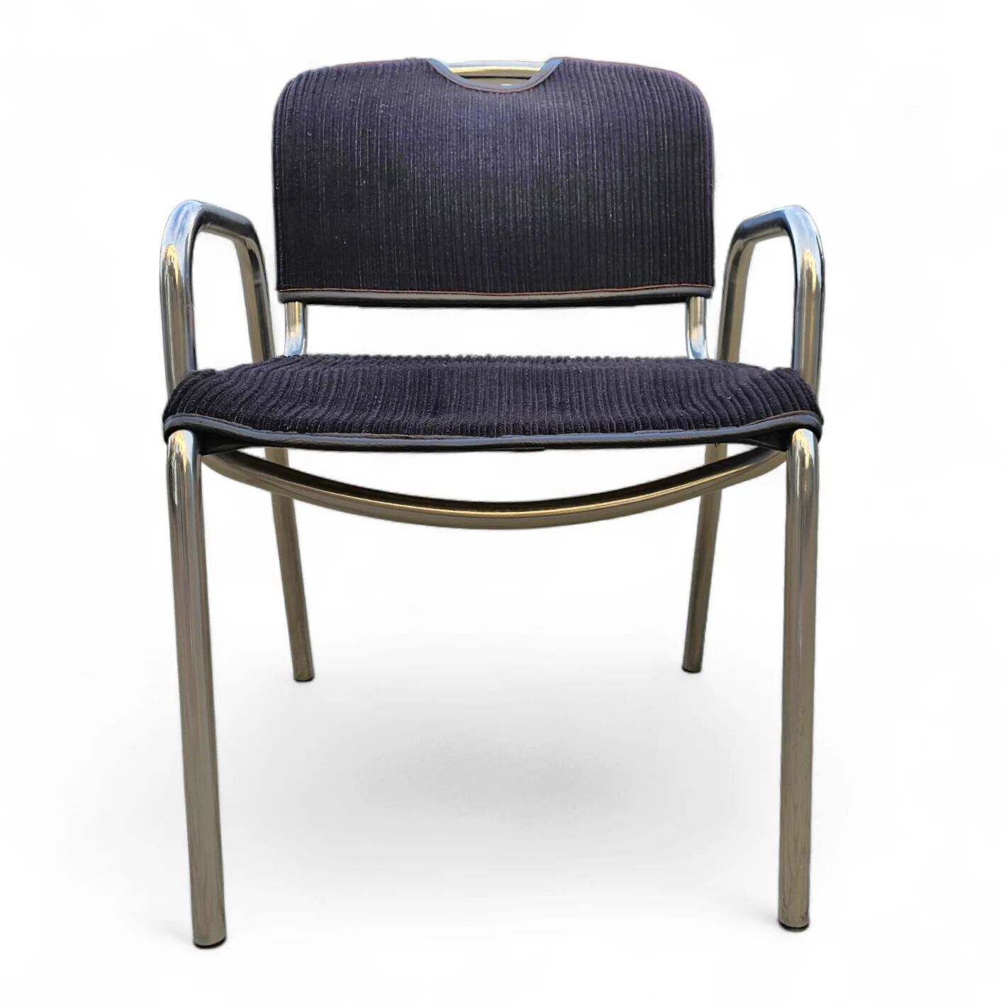 4 chaises de salle à manger en tissu noir Castiglietta par Castiglioni pour Zanotta / Italie années 1960