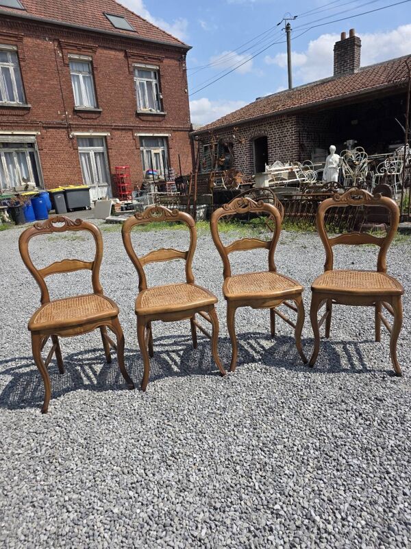 4 chaises style Louis XV en merisier
