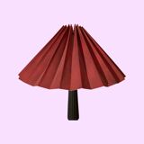 Vintage brass leaves lamp with black base and red shade | mid century brass design lamp | gold color