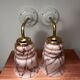 Pair of marbled pink opaline wall lights