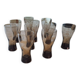 Set of 10 smoked glasses from the 60s/70s