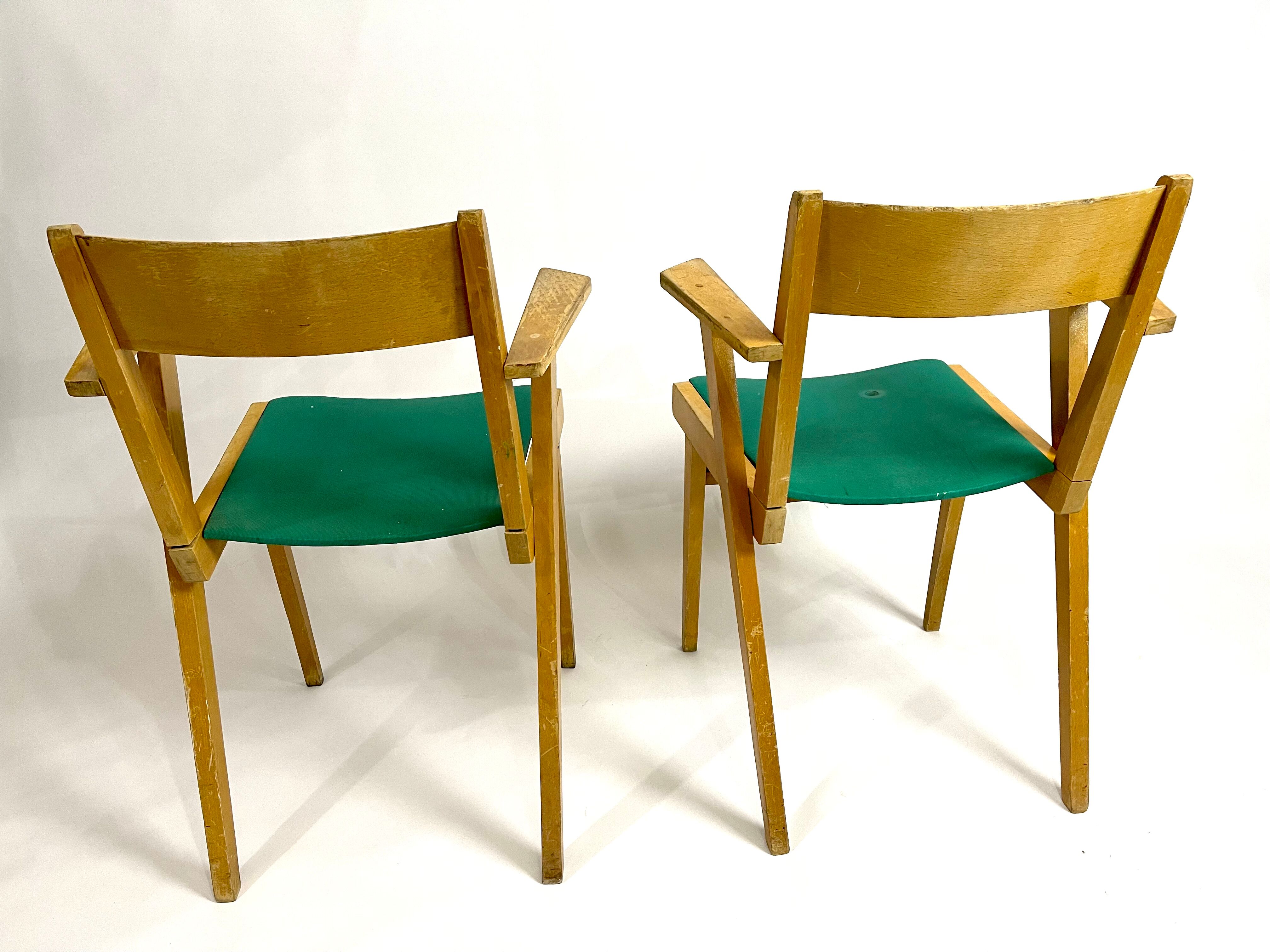Pair of chair chair bridge design vintage 50