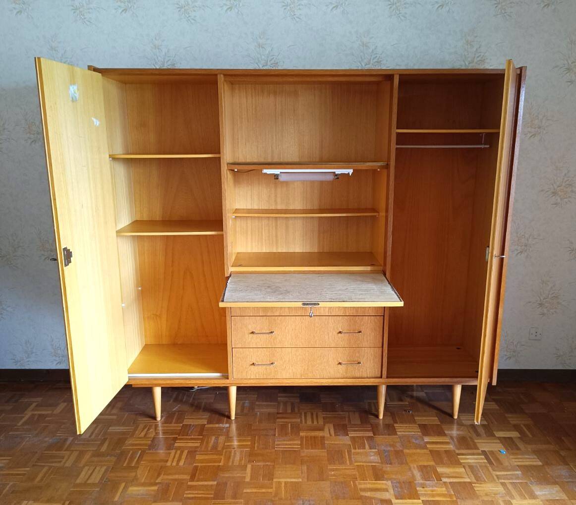 Armoire secrétaire en plaqué chene style scandinave / vintage