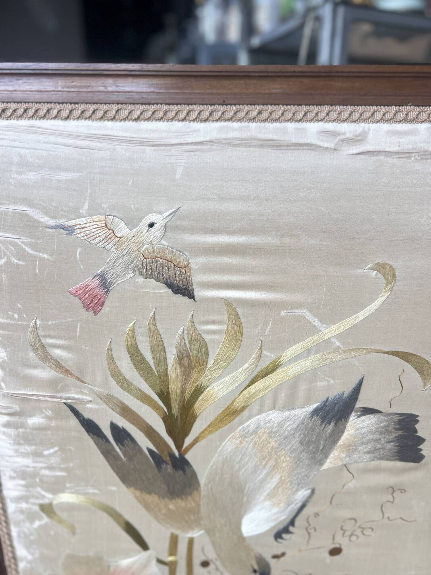 Paravent de Style Louis XVI , bois et soie
