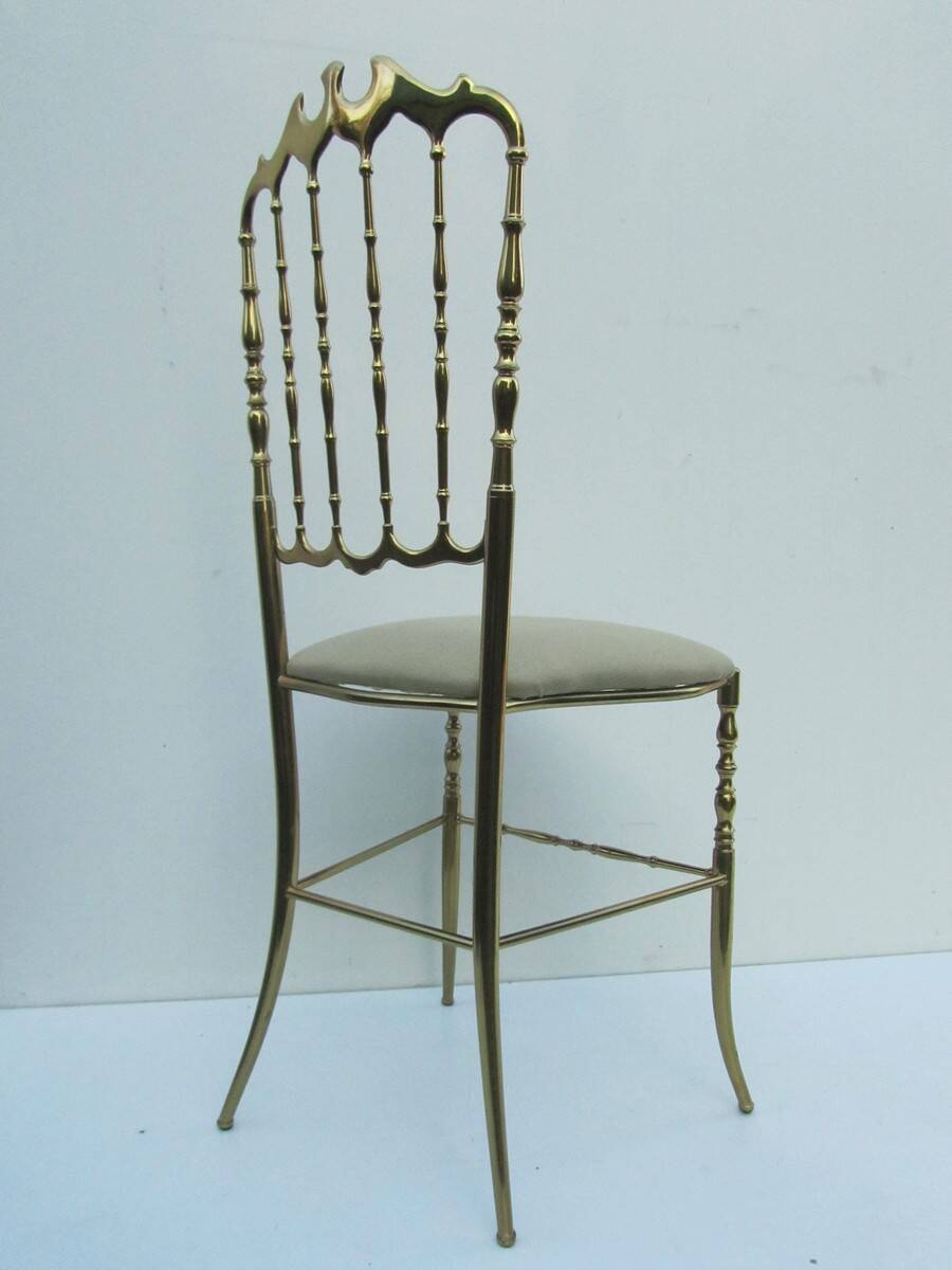 Italian Side Chair in Golden Brass by Giuseppe Gaetano Descalzi for Chiavar
