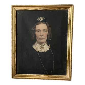 Huile sur toile portrait de femme