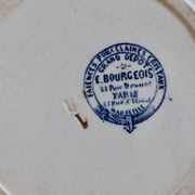 Antique blue ironstone deep plate – Grand Dépôt Émile Bourgeois