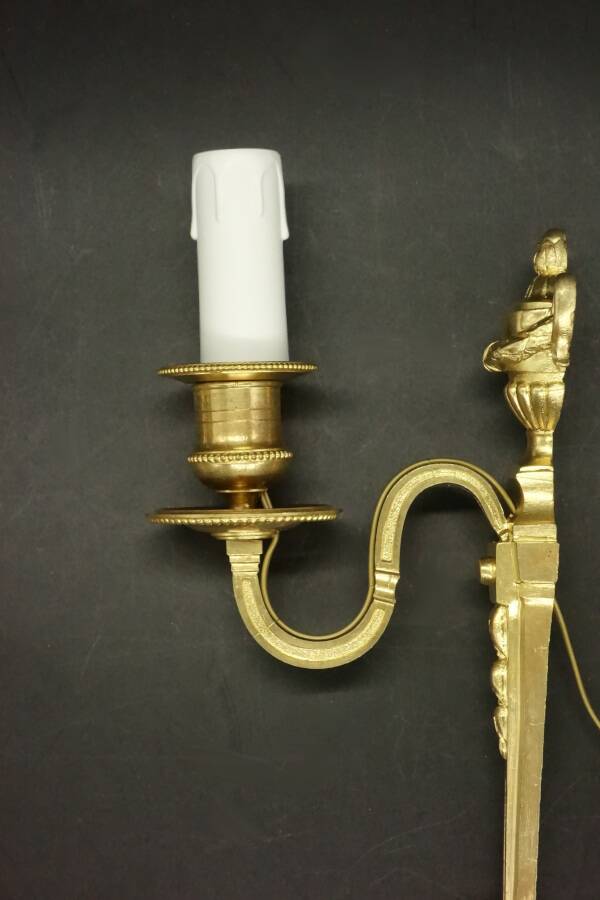 Set of 4 Louis XVI style 1-light wall lights from the 19th century - gilded bronze