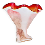 Vintage Murano vase in red and white, Italy, 1970s.