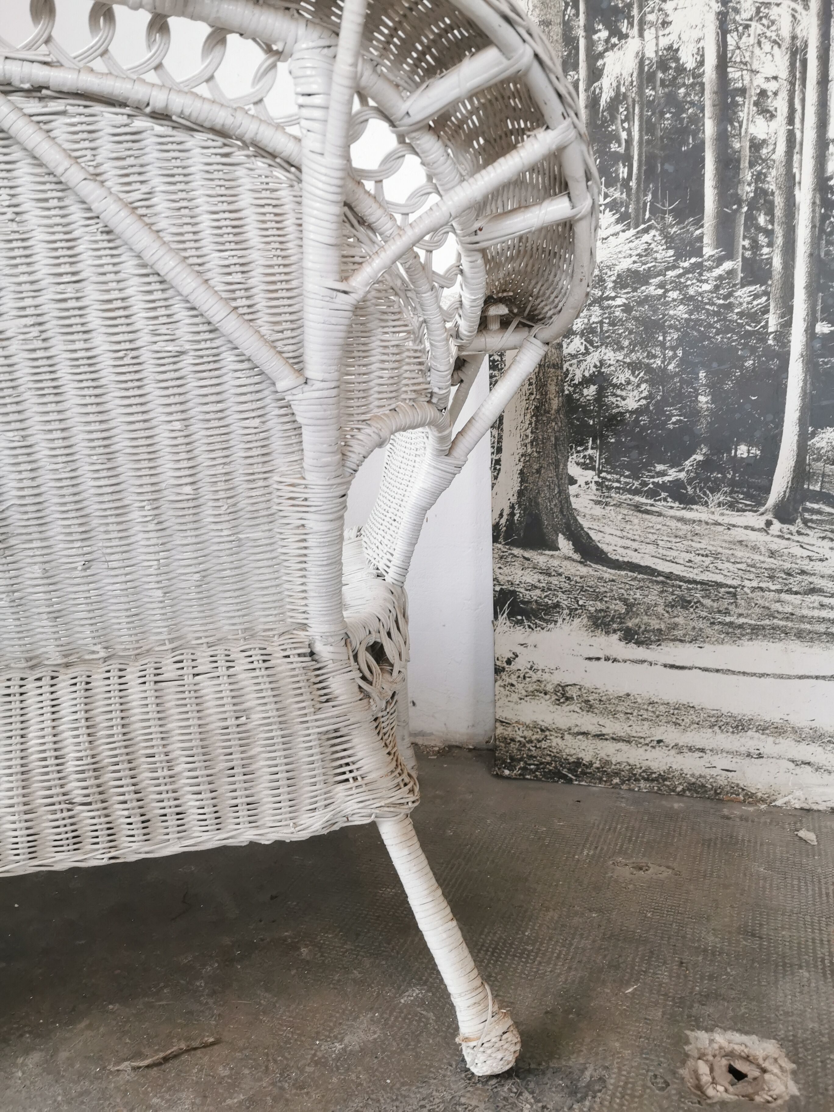 Banquette en rotin blanc