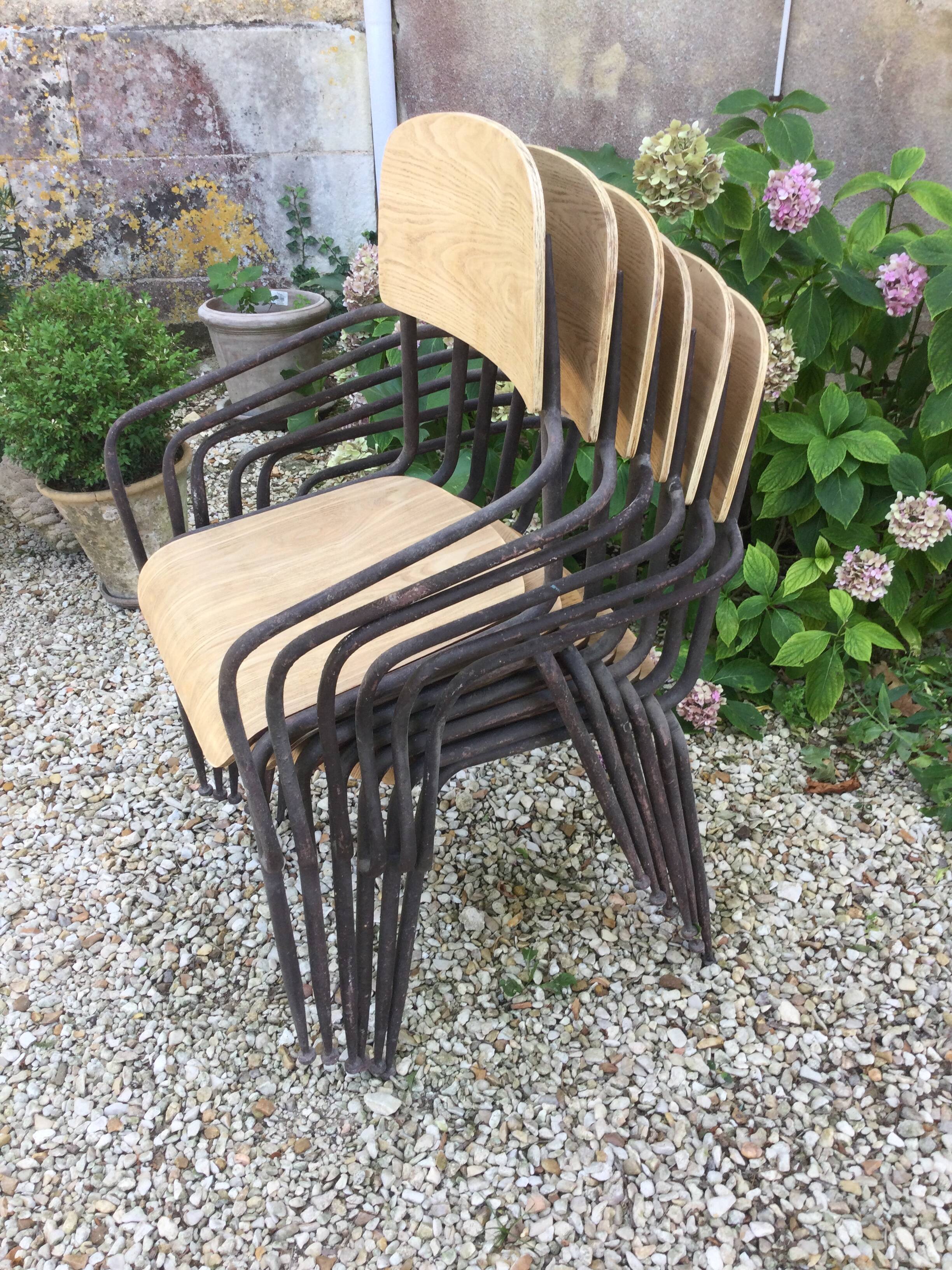 Lot de 6 chaises bois et fer