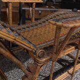 Antique 1930s rattan chaise longue