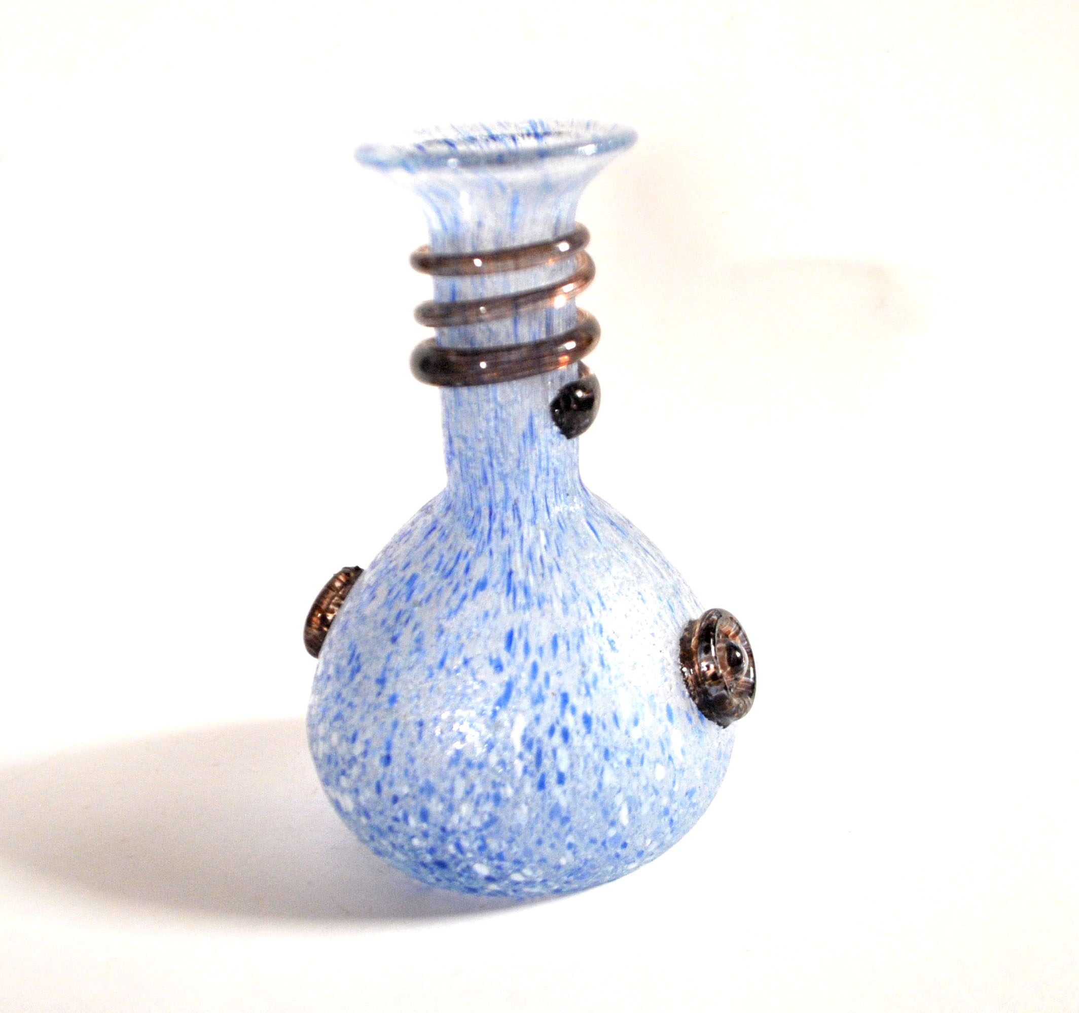 Coloured vase in blue and white glass paste – Murano bottle Italy