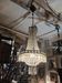 Hexagonal hot air balloon chandelier, glass pendilles, first half of the XX th