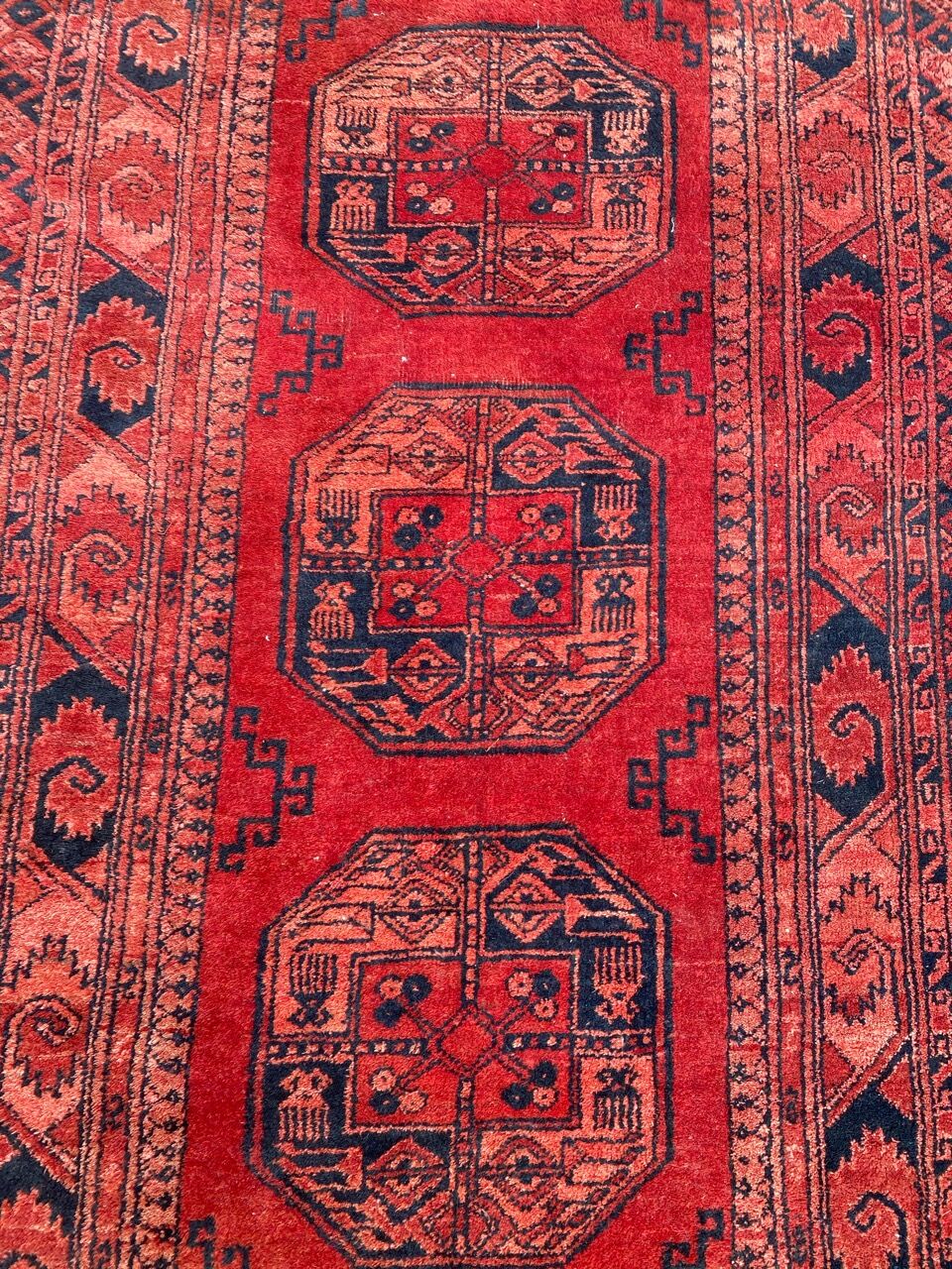 Ancient carpet turkmen ersari afghan 137x203 cm