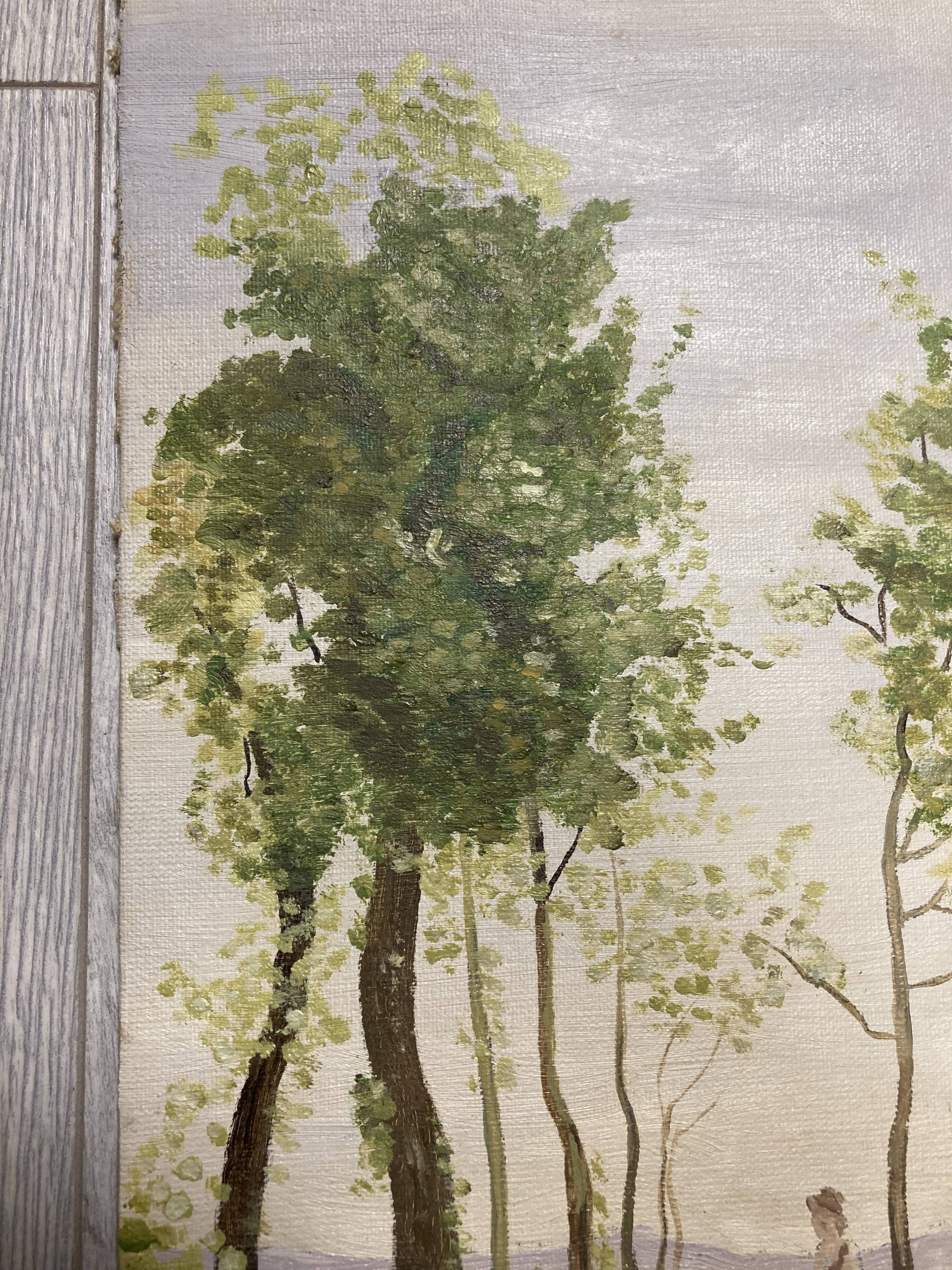 Oil on cardboard romantic landscape