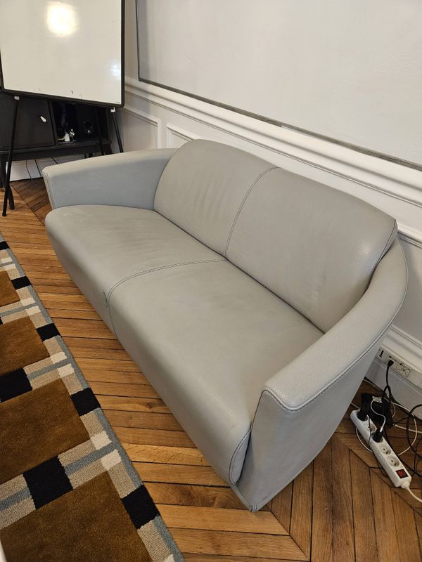 Canapé 3 places, 2 places et un fauteuil en cuir gris Calia Italia