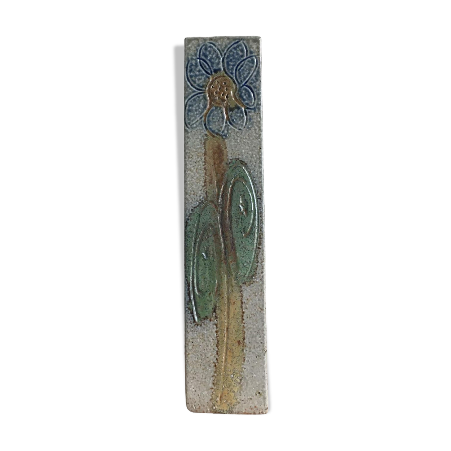 Stoneware soliflore vase signed Jean Claude Monange, "Marguerite" motif