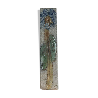 Stoneware soliflore vase signed Jean Claude Monange, "Marguerite" motif
