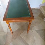 Minister's desk style L. Philippe – 2 drawers – cherry wood – faux leather desk mat