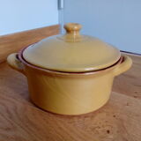 Pot with lid, ceramic soup maker enamelled with mustard yellow