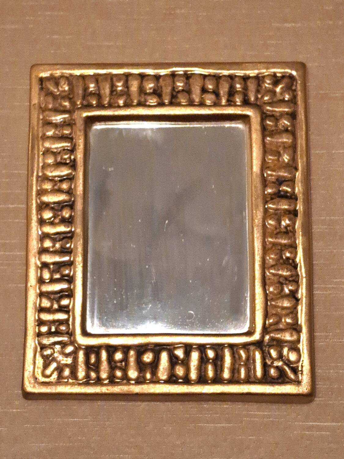 François Lembo mirror in golden ceramic