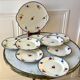 Cake consisting of a cake dish and 8 dessert plates Digoin Sarreguemi