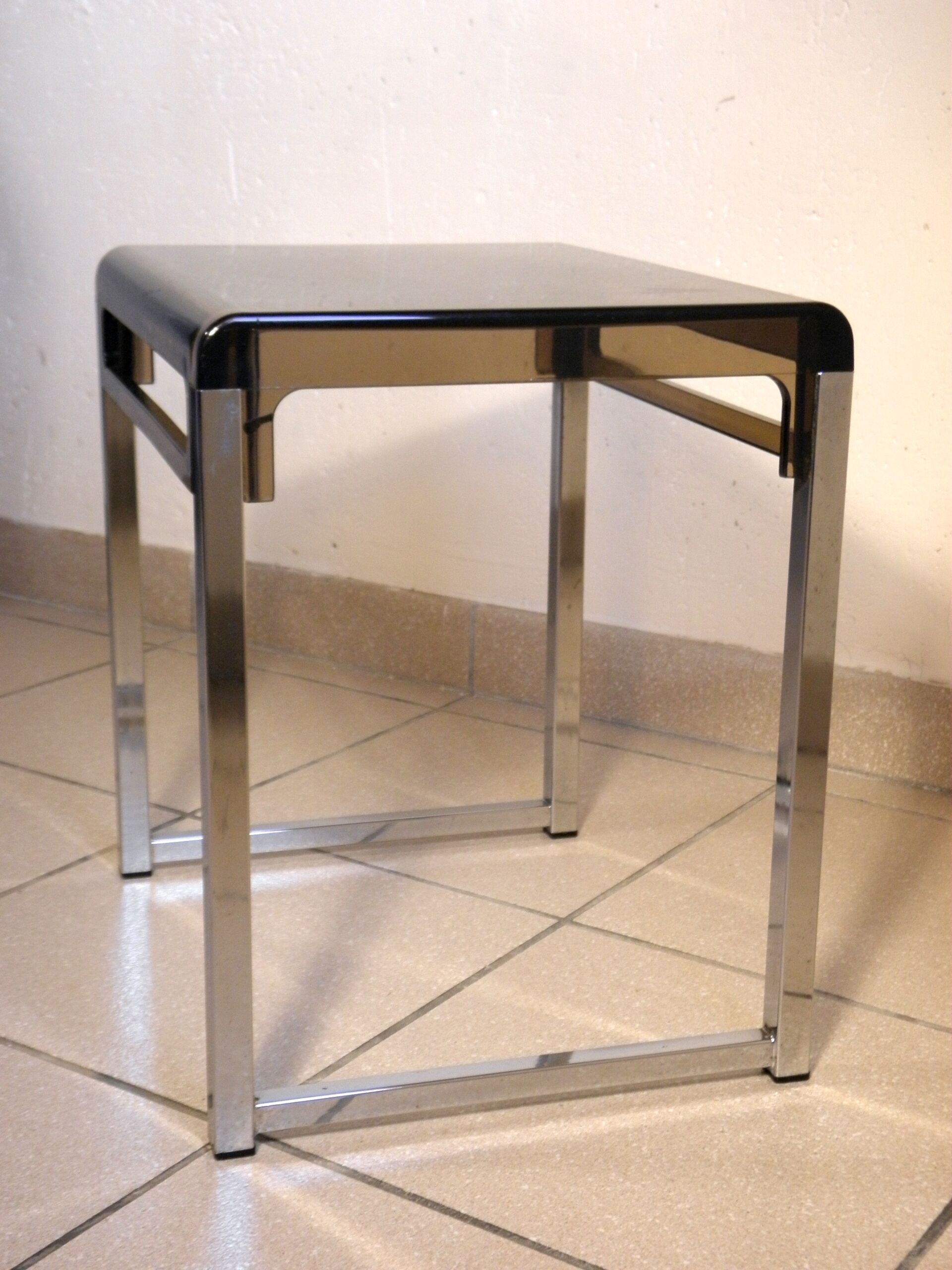 Plexiglas and chrome 1970 coffee table